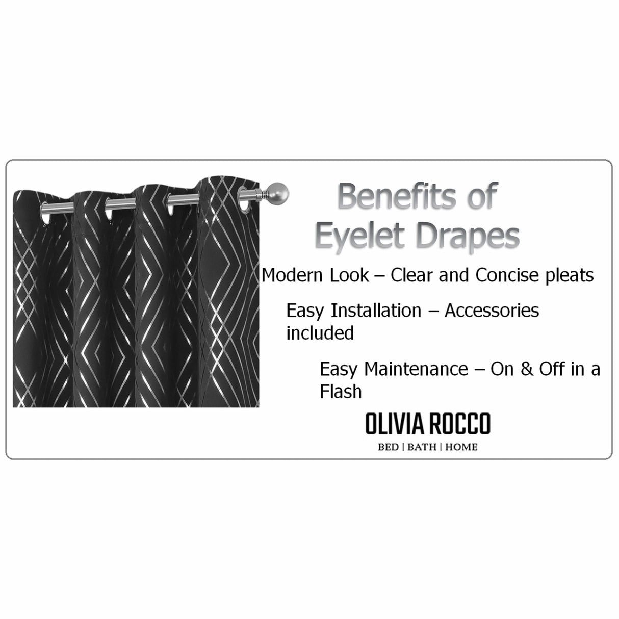 Geometric Black Sparkle Blackout Curtains