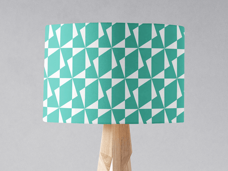 Shadow Bright geometric patterned lampshade in teal and white for stylish home decor