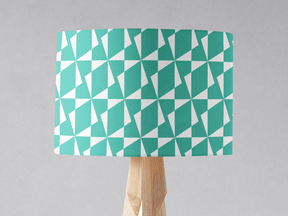 Stylish turquoise lampshade with geometric pattern suitable for modern interior decor