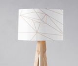 Stylish lampshade from Shadow Bright with geometric design in white and copper accents