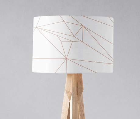 Stylish lampshade from Shadow Bright with geometric design in white and copper accents