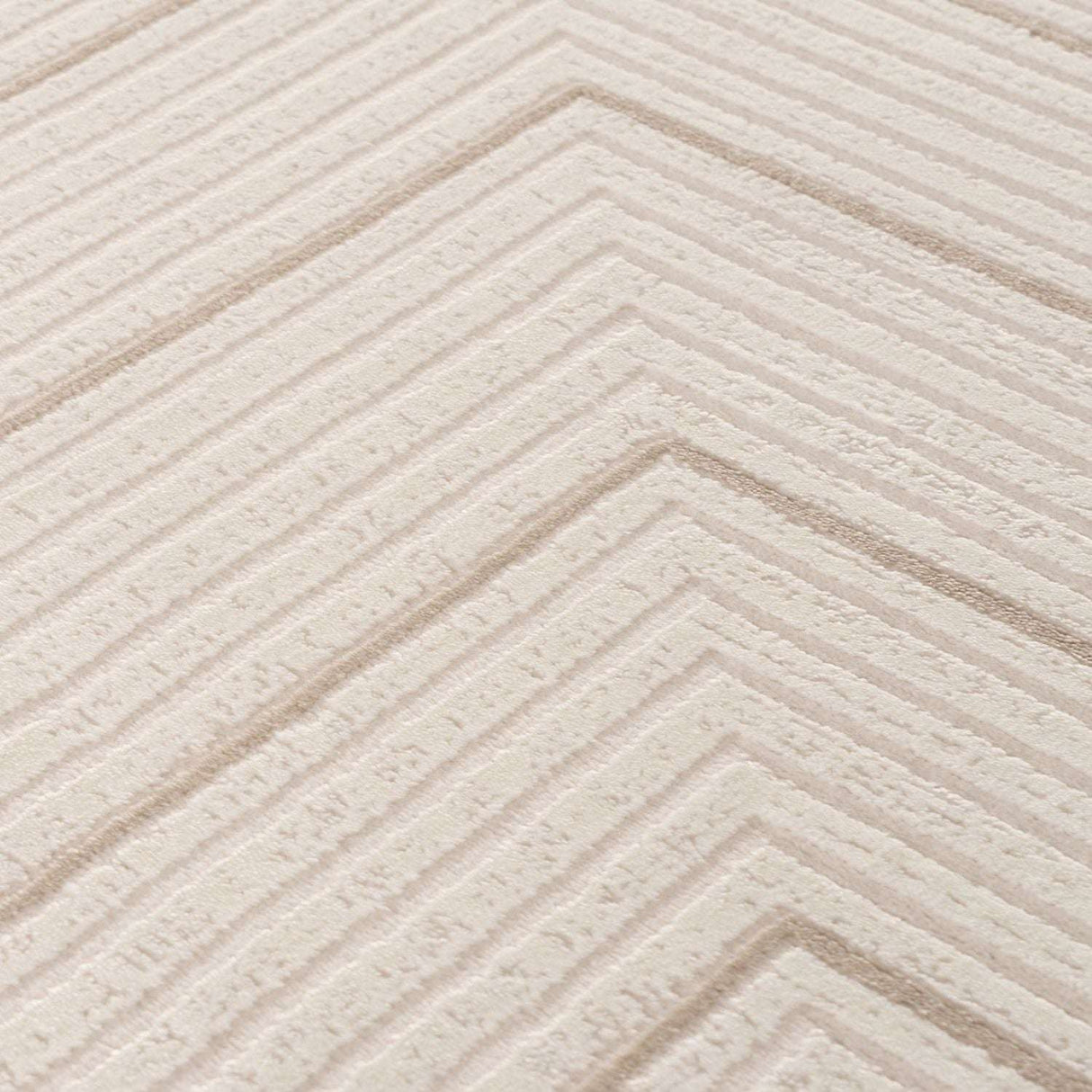 Cream Geometric Rug with a Textured Chevron Pattern for Modern Home Decor