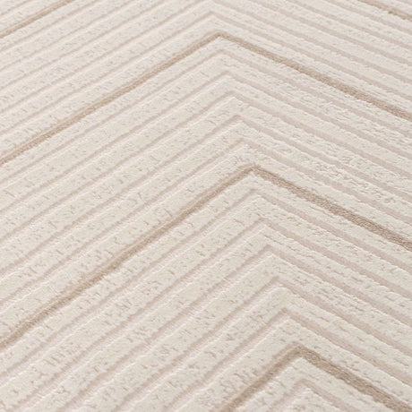Cream Geometric Rug with a Textured Chevron Pattern for Modern Home Decor