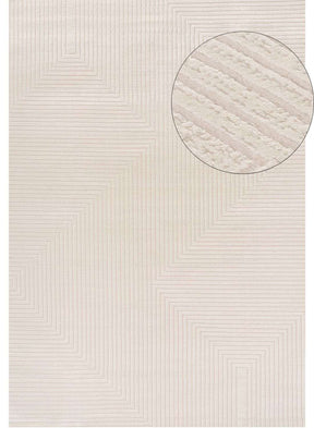 Neutral Geometric Rug with Textured Lines for Modern Home Decor