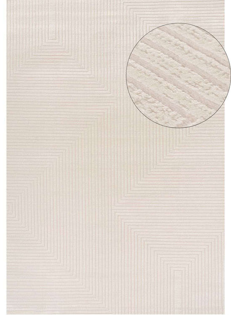 Neutral Geometric Rug with Textured Lines for Modern Home Decor
