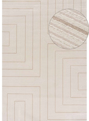 Elegant Geometric Rug with subtle textured pattern in neutral tones for modern home decor