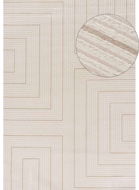 Elegant Geometric Rug with subtle textured pattern in neutral tones for modern home decor