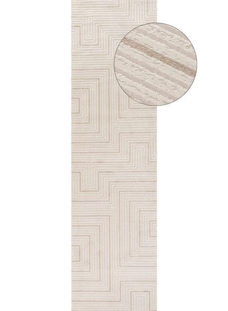 Stylish Geometric Rug in neutral tones with textured patterns for modern interiors