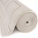 Roll of beige Geometric Rug featuring a modern pattern, perfect for stylish home decor