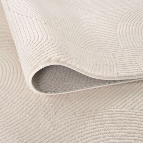 Neutral Geometric Rug with a Textured Pattern and Soft, Durable Construction