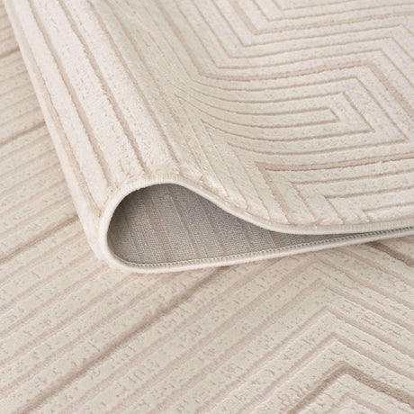 Elegant Geometric Rug in cream with textured pattern, perfect for modern interiors
