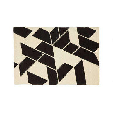 Orsina Geometric Rug in Black and Cream with Abstract Pattern for Modern Home Decor