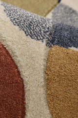 Close-up of a Geometric Rug featuring colourful patterns and soft texture for stylish interiors