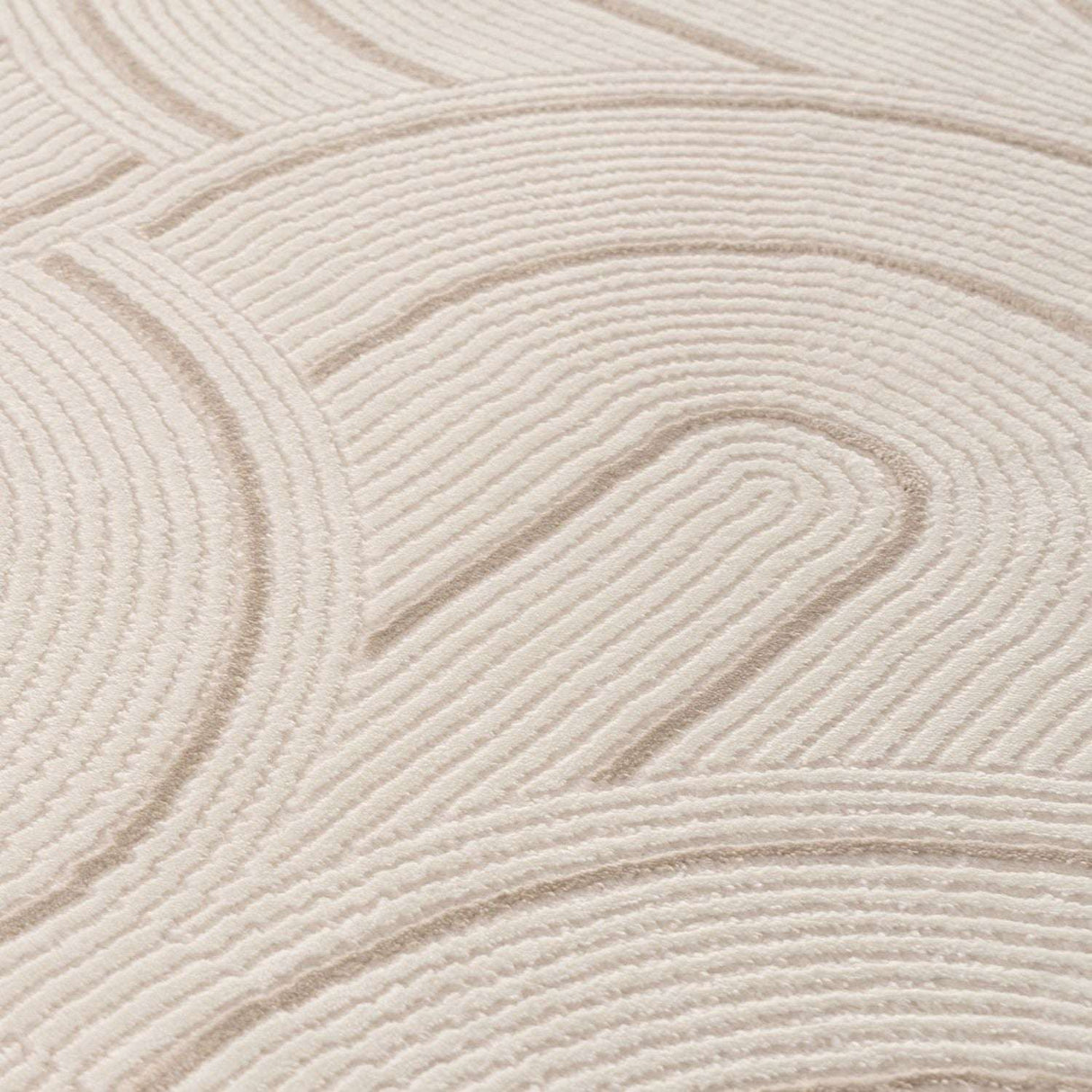 Close-up of a soft cream Geometric Rug with textured patterns for stylish home decor