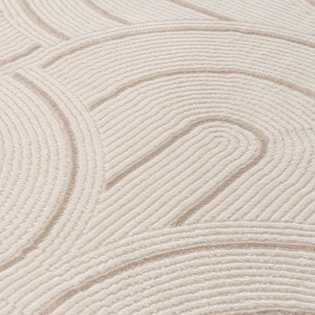 Close-up of a soft cream Geometric Rug with textured patterns for stylish home decor