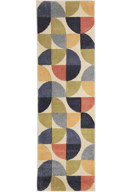 Colourful Geometric Rug with overlapping circular patterns for vibrant home decor