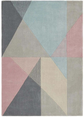 Stylish geometric rug with pastel colours and modern abstract design, perfect for contemporary interiors