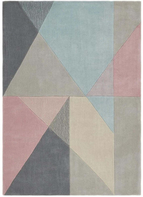 Stylish geometric rug with pastel colours and modern abstract design, perfect for contemporary interiors