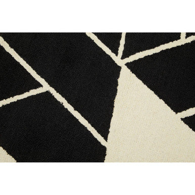 Orsina Geometric Rug featuring a bold black and cream design with angular patterns