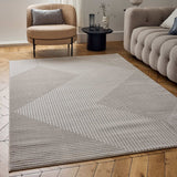 Stylish Geometric Rug in Soft Grey with Textured Patterns for Modern Living Spaces
