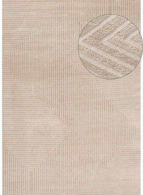Beige Geometric Rug with a Subtle Pattern, Ideal for Modern Living Spaces
