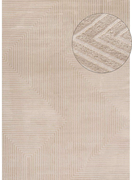 Beige Geometric Rug with a Subtle Pattern, Ideal for Modern Living Spaces