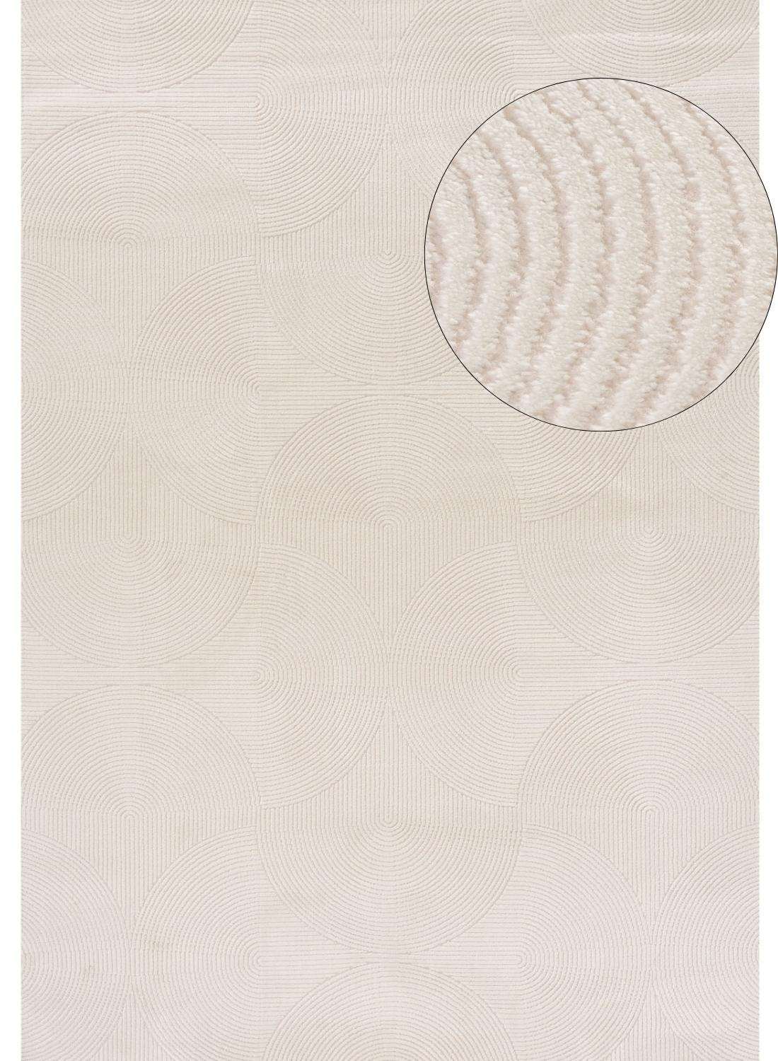 Stylish Geometric Rug in neutral tones featuring a circular wave pattern for modern interiors