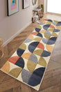 Geometric Rug in vibrant colours featuring circle patterns, perfect for adding style to any hallway