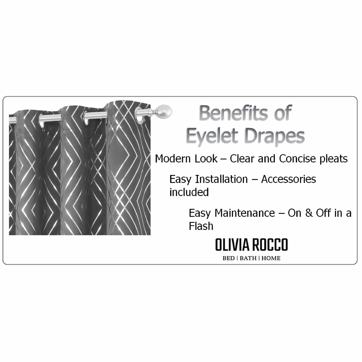 Geometric Silver Sparkle Blackout Curtains for Living Room and Bedroom