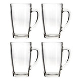 Set of four transparent Orsina glass mugs with sturdy handles for enjoying hot beverages