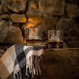 Selbrae House Glass Tumblers featuring intricate bicycle designs, perfect for whisky enthusiasts