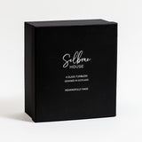 Selbrae House gift box containing 4 elegant glass tumblers designed in Scotland