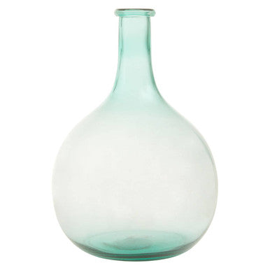 Elegant Orsina Glass Vase in a rounded shape with a beautiful turquoise tint for stylish decor