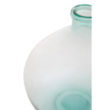 Orsina Glass Vase with a Unique Curved Shape in a Soft Mint Finish for Home Decor