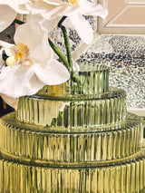 Orsina Glass Vase set in layered green hues, perfect for elegant floral displays
