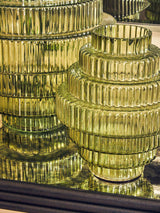 Orsina Glass Vase with Ribbed Design in Green Perfect for Home Decor Arrangements