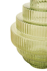 Orsina Textured Green Glass Vase with a Unique Tiered Design for Elegant Home Decor