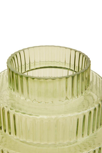 Orsina Glass Vase in Light Green with Textured Surface and Unique Design for Decorative Use