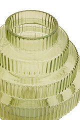 Orsina Glass Vase in a layered design with a green tint, perfect for floral arrangements