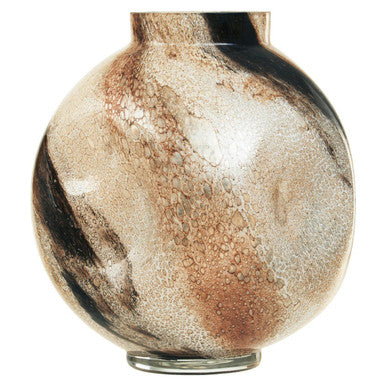 Orsina Artisanal Glass Vase with Unique Swirls of Brown and Cream for Elegant Home Decor