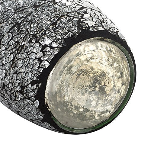Close-up of a Glitter Vase from London Boutique Lifestyle featuring a textured black and silver finish