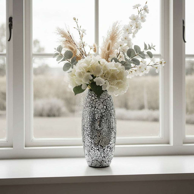 Stylish Glitter Vase from London Boutique Lifestyle with Floral Arrangement on a Windowsill