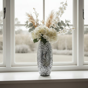 Stylish Glitter Vase from London Boutique Lifestyle with Floral Arrangement on a Windowsill