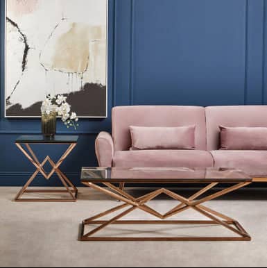 Allure Corseted Rose Gold Coffee Table Orsina