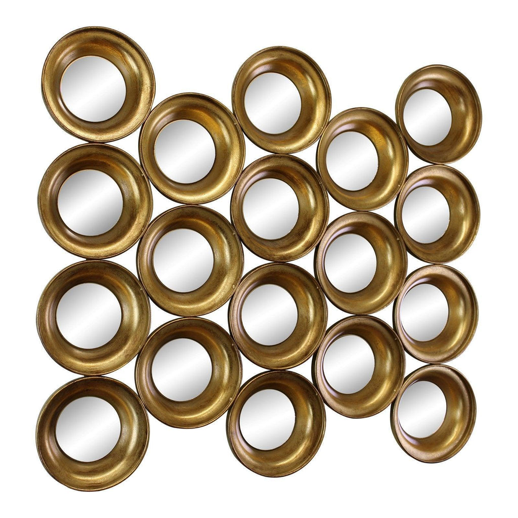 Gold Metal Multi Circle Wall Mirror 76cm. Geko Products