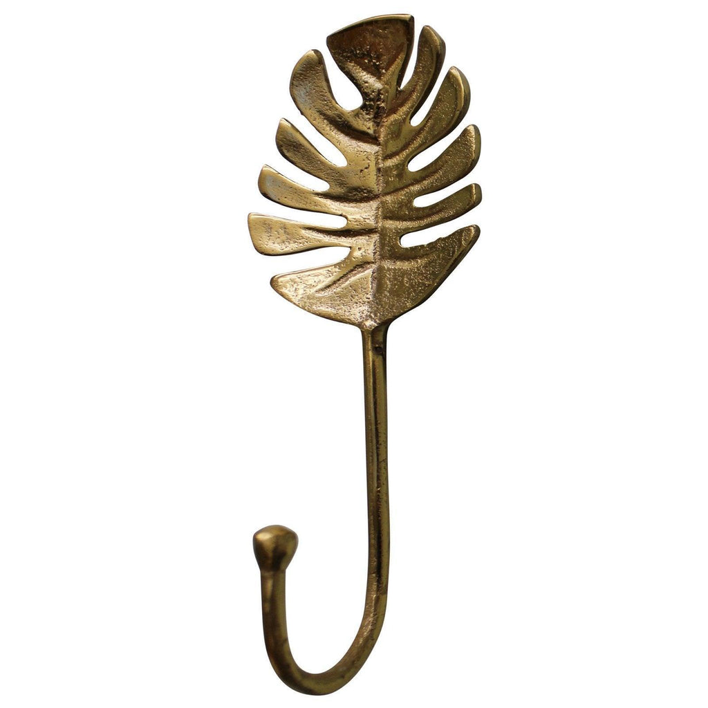 Gold Metal Palm Leaf Coat Hook Geko Products