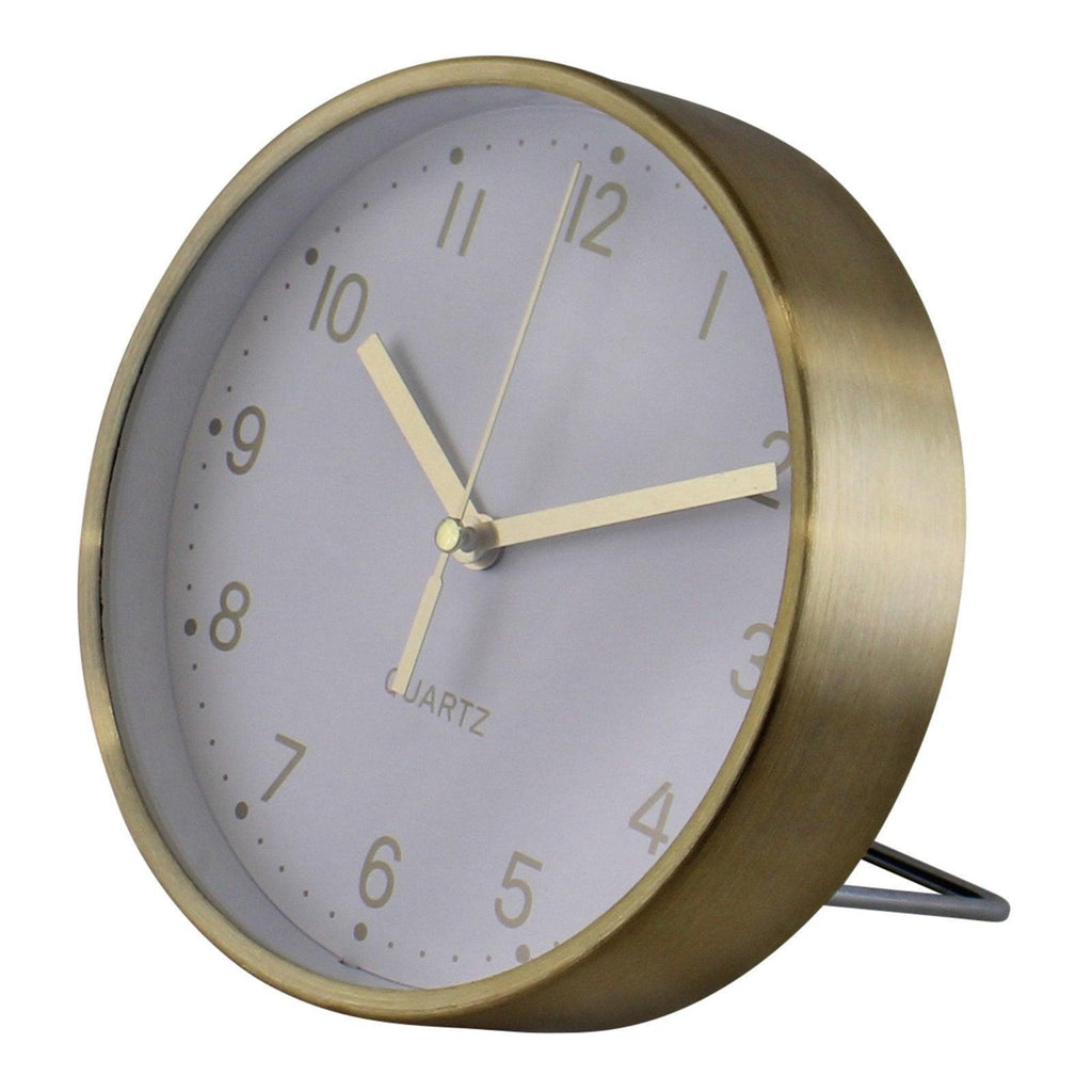 Gold Metal Table Clock, 16cm diameter Geko Products