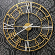 Stylish Gold Metal Wall Clock with Roman Numerals MSL