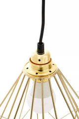 Orsina Pendant Light in Gold Metal with an Elegant Wire Shade and Black Cable