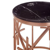 Alvaro Black Marble And Rose Gold Side Table Orsina